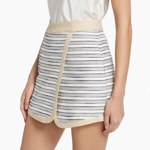 If Only Studio Striped Cotton-Blend Surplice Skort Ivory Navy Gray SZ 12